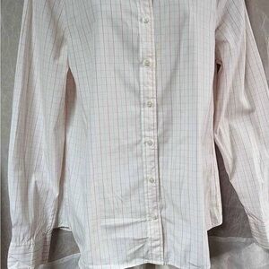 J. Crew White and Pink Checkered Women's Shirt